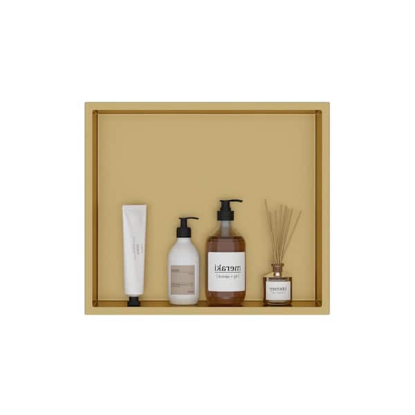 14 in. W x 4 in. H x 12 in. D Stainless Steel Shower Niche Set of 1 Piece in Gold Single Shelf Organizer Storage