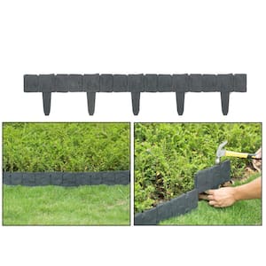 0.75 ft. Cobbled Stone Outdoor Lawn Edging Gate Interlocking Stakes (10-Pack)