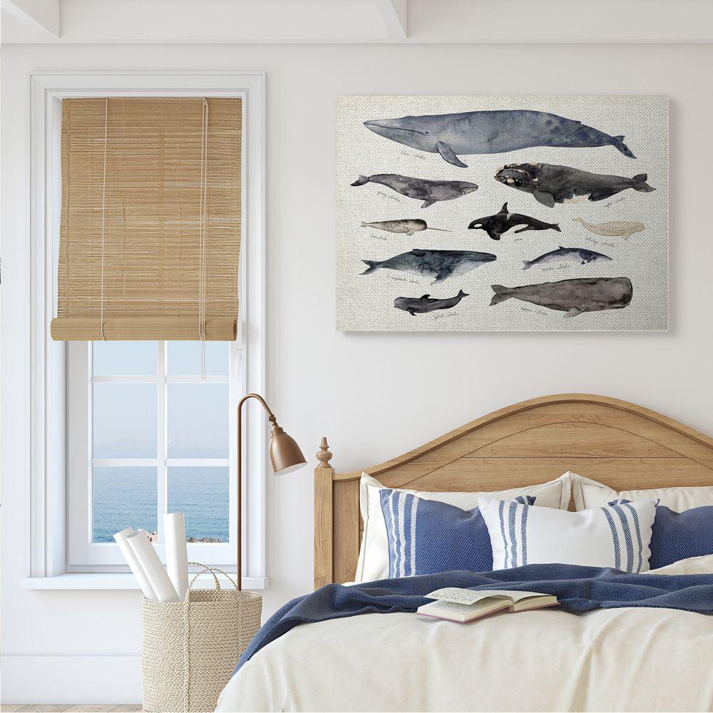 Vintage Nautical Chart of Whales Ocean Life Canvas Wall Art, 30 x 40