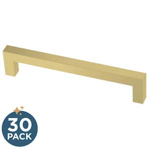 Simple Modern Square 5-1/16 in. (128 mm) Modern Satin Gold Cabinet Drawer Pulls (30-Pack)