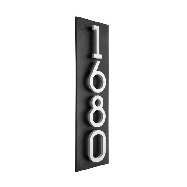 Floating Stand-Off 4-Number Vertical Sign Black with White Modern Font Numbers