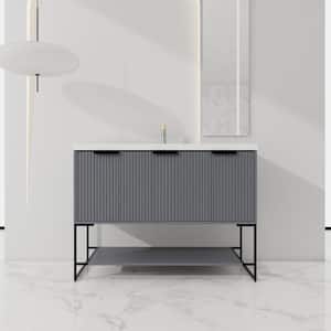 48 in. W Modern Freestanding Bathroom Vanity with Single Resin Basin in Grey