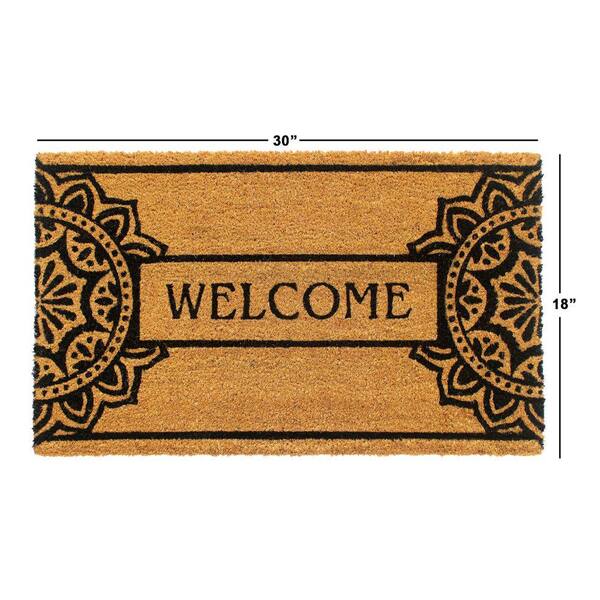 Welcome Coir Door Mat - Natural