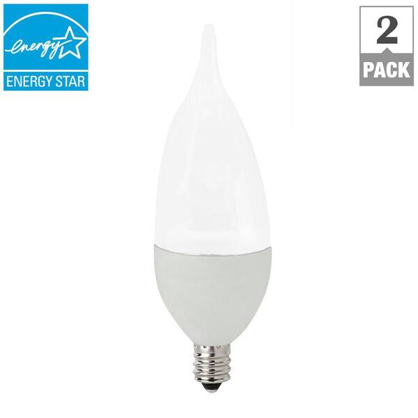 TCP 25W Equivalent Soft White (2700K) B10 Flame Tip Deco Dimmable LED Light Bulb (2-Pack)