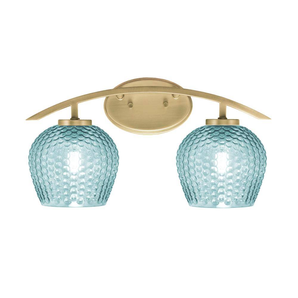 Siena 18.25 in. 2-Light Vanity Light New Age Brass with 6 in. Turquoise Tex