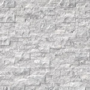 Take Home Tile Sample - Arabescato Carrara 6 in. x 6 in. Splitface Ledger Panel Marble Wall Tile