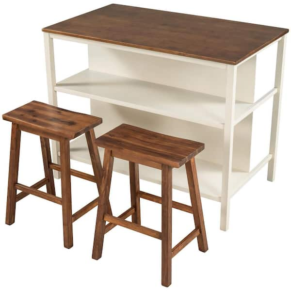  Kitchen Island with Seating for 2, 3 Piece Counter