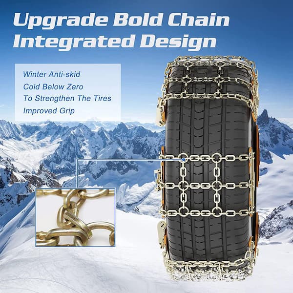 Upgraded Tire Chains, Car Snow Chains Emergency Anti-Skid Chains for Car,  Truck of Tire Width 215mm-285mm, T (6-Pack) Q1600077-T@1 - The Home Depot