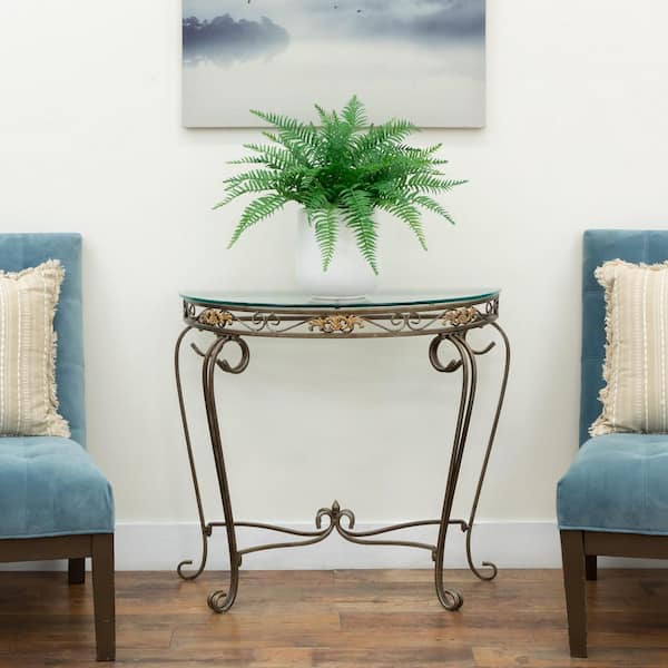 22 in. Artificial Fern Bush in White Pot