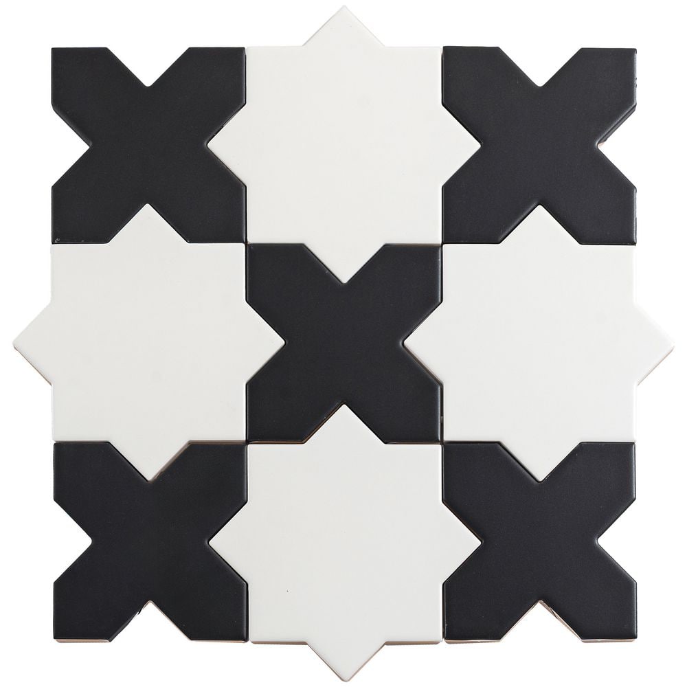 Siena 5.4 in. x 5.4 in. White Star Charcoal Black Cross Matte Ceramic Wall and Floor Tile (10.76 sq. ft./case, 54 Pack) price history on PriceWatchPro
