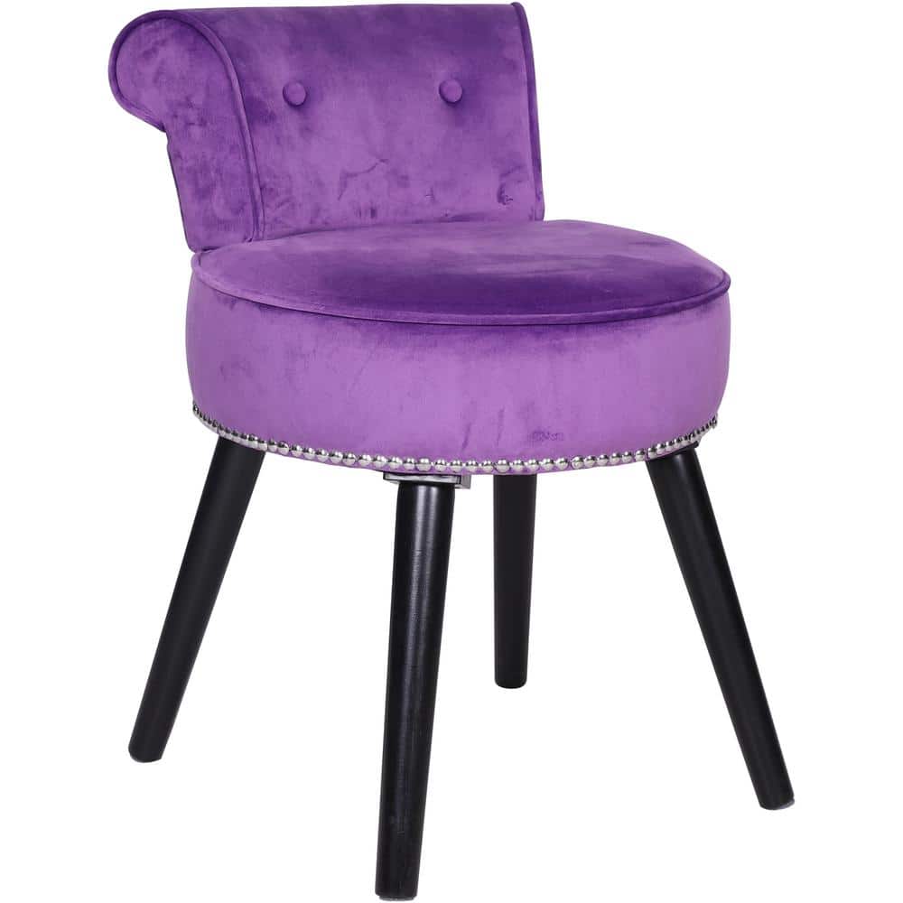 VEIKOUS 17 in. D x 17 in. W x 24.4 in. H Purple Vanity Seats Makeup