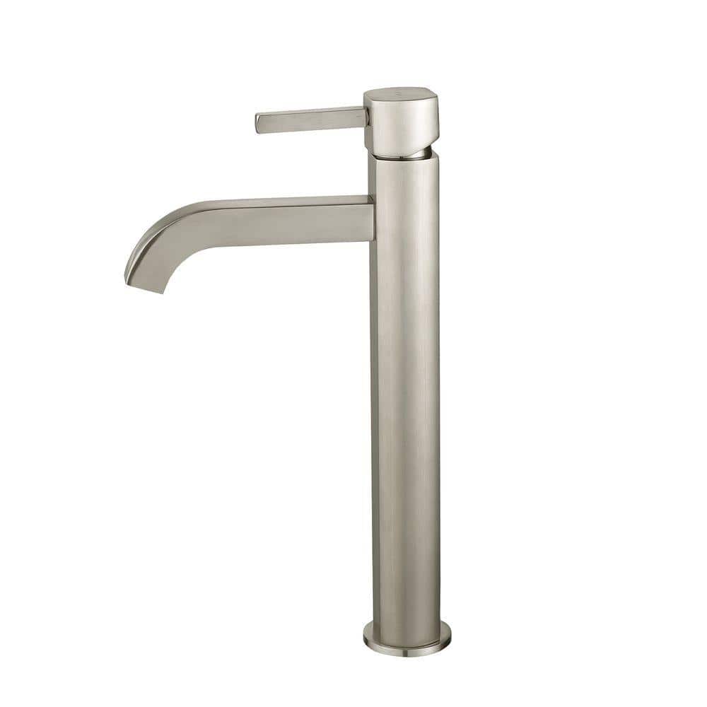 Satin Nickel Modern Single Hole Vessel Faucet