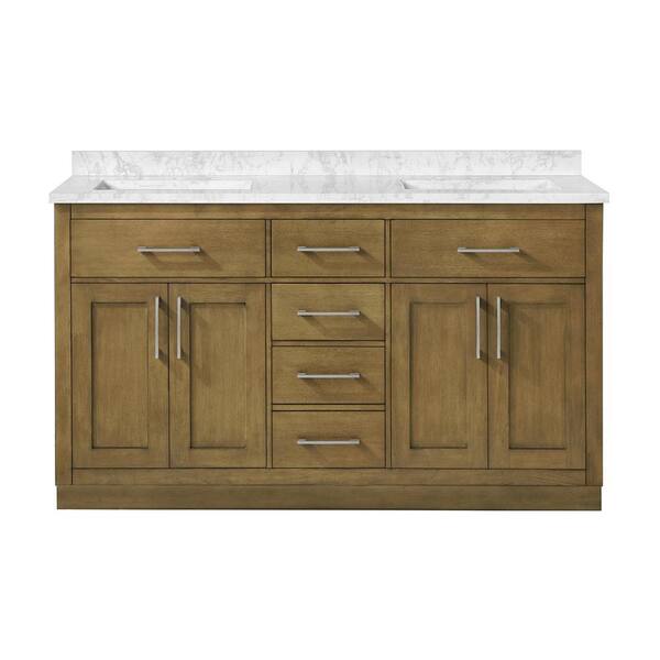 OVE Decors Athea 60 in. W Bath Vanity in Almond Latte with Engineered