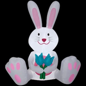 53.94 in. W x 26.77 in. D x 59.8 in. H White Inflatable Bunny Airblown