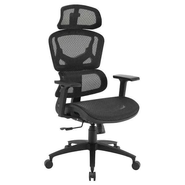 Mesh Seat Adjustable Height, Swivel, Tilt, Rolling, Reclining Ergonomic Executive Chair in Black with Adjustable Arms