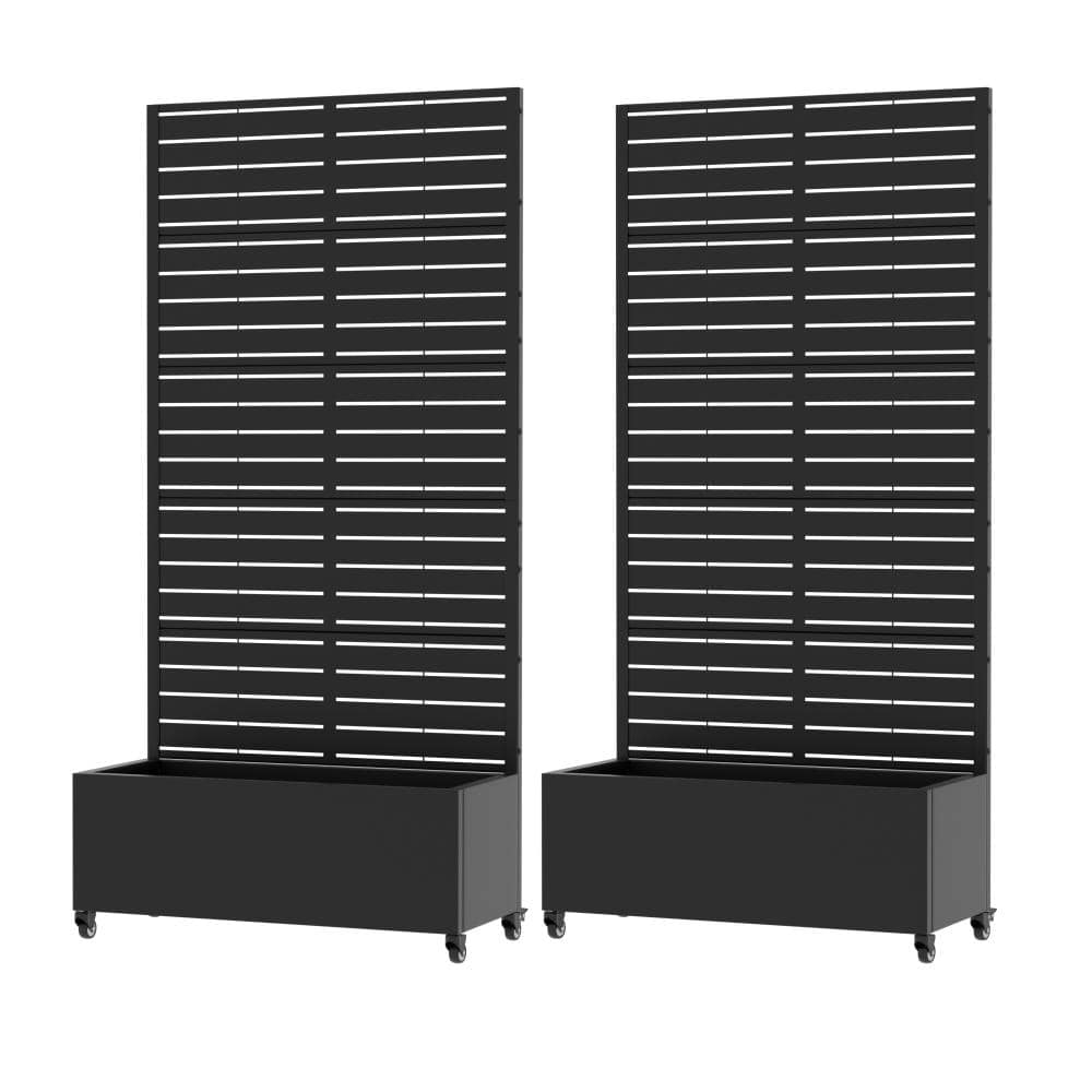 72 in. H x 35 in. W Black Outdoor Galvanized Steel Privacy Screen Planter Box Trellis with Detachable Wheels (2-Pack) price history on PriceWatchPro