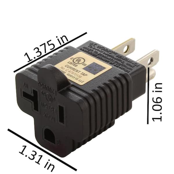 Household electrical adapter NEMA 5-15P male to NEMA 5-20R female'adapteRCIJ 