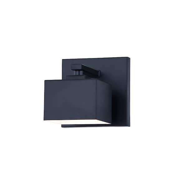 Fifth and Main Lighting Cubely 1-Light Small Black Hardwired LED Outdoor Wall Lantern Sconce (1-Pack)