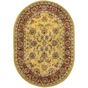 Classic Gold/Red 8 ft. x 10 ft. Oval Border Area Rug