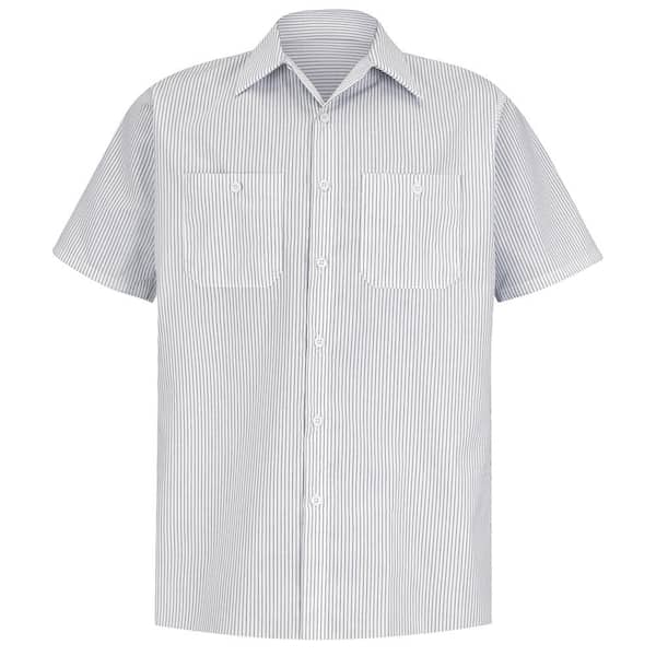 New WearGuard Men's Industrial Stripe Work Uniform Shirts Charcoal White 36FSS