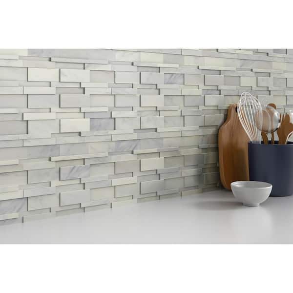 Emser WINTER FROST Winter Frost Natural Stone Marble Crown Tile (1-in x 12-in)