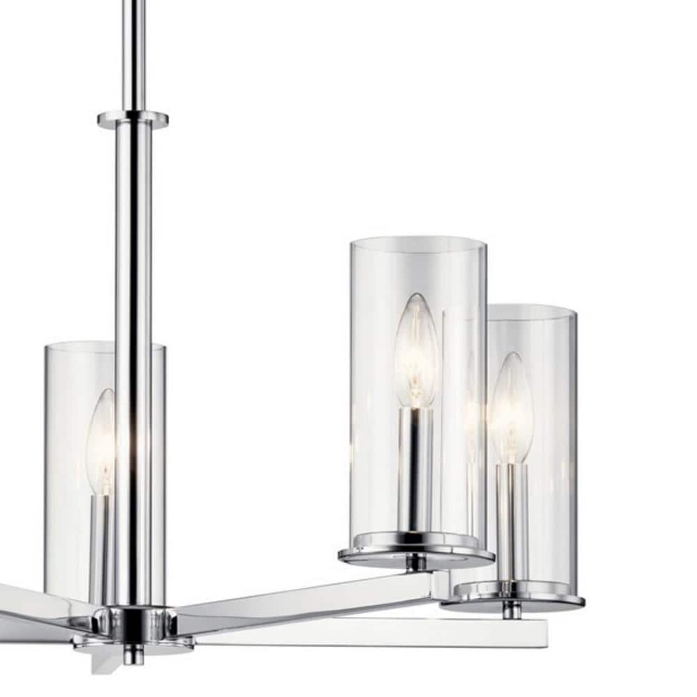 Chrome 5-Light Candle Chandelier with Clear Glass Shades