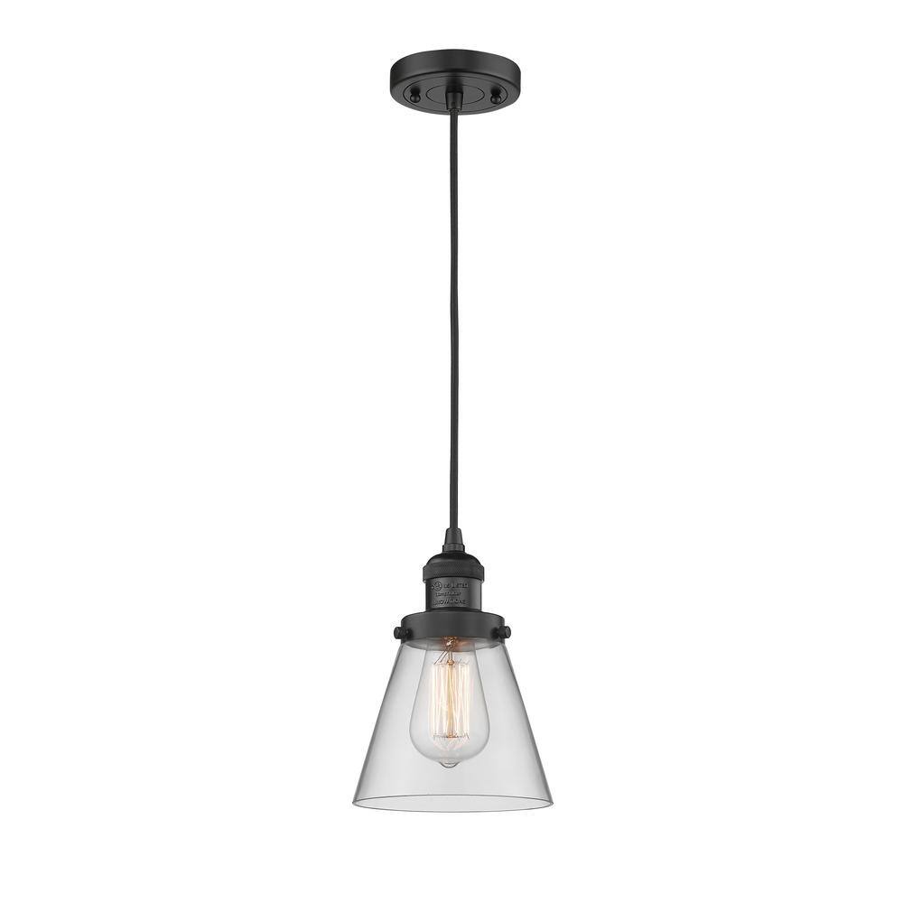 Cone 1-Light Matte Black Cone Pendant Light with Clear Glass Shade price history on PriceWatchPro