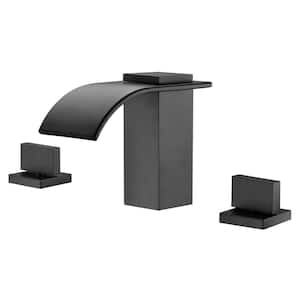 Modern 8 in. Widespread Double Handle Bathroom Sink Faucet in Matte Black