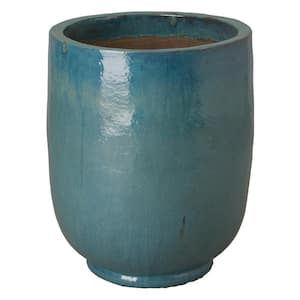 23.5 in. x 29 in. H Ceramic LG Round Pot, Teal