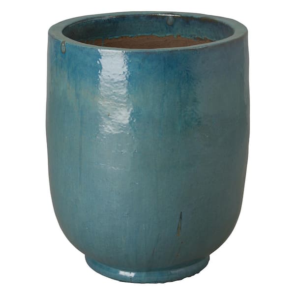 Emissary 23.5 in. x 29 in. H Ceramic LG Round Pot, Teal