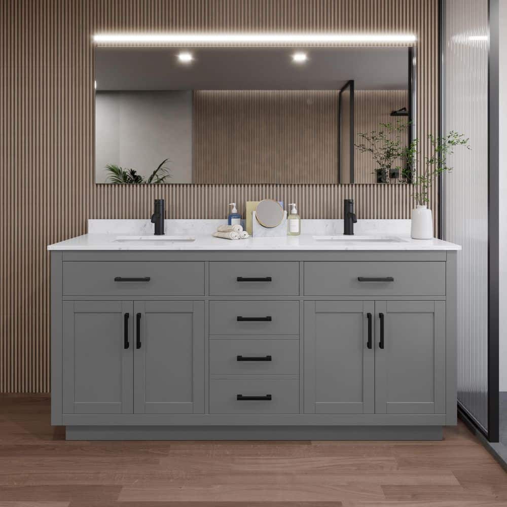 Beckett TK 72 in. W x 22 in. D x 35 in. H Double Bath Vanity in Dark Gray with Carrara Cultured Marble Top price history on PriceWatchPro