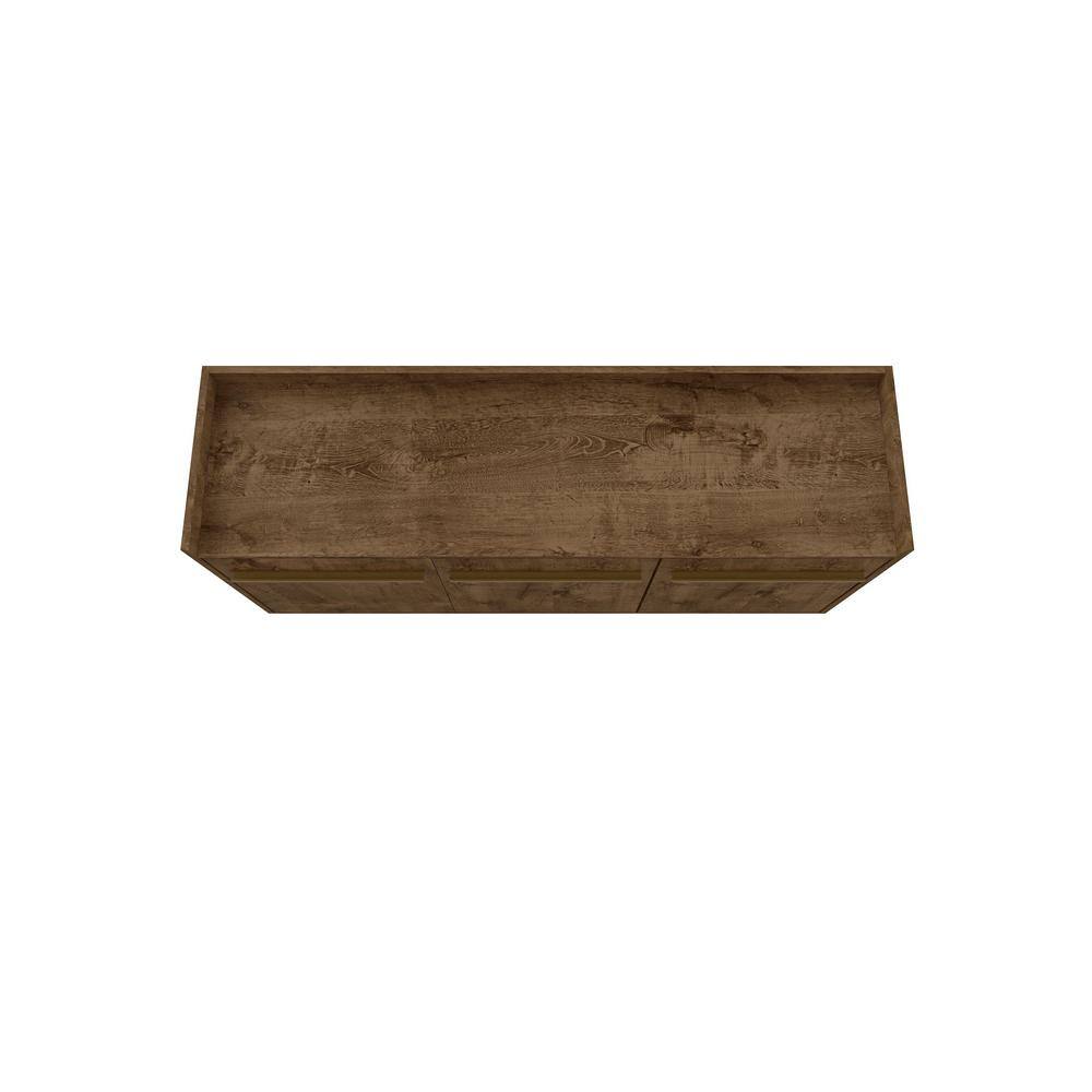 Rustic Brown Mid-Century Modern Buffet Stand with 4 Shelves