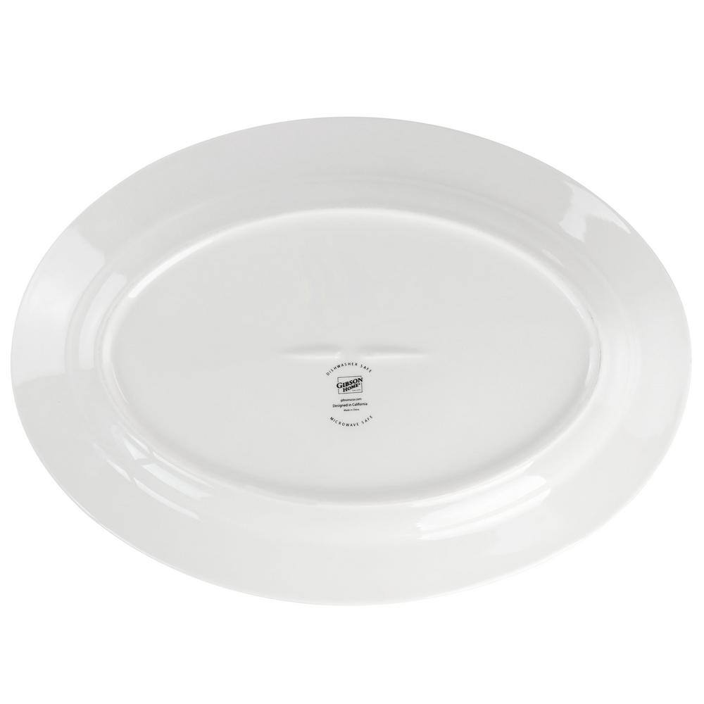 Village Vines 14 Inch White Ceramic Oval Serving Platter