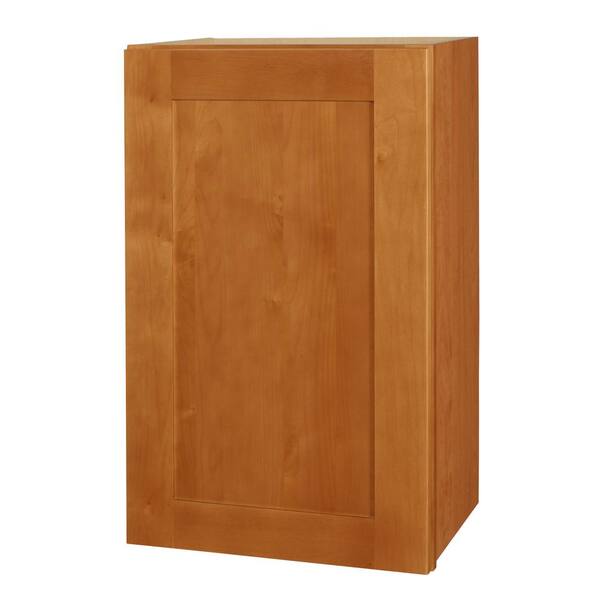 Home Decorators Collection Hargrove Cinnamon Stain Plywood Shaker Assembled Wall Kitchen Cabinet Soft Close Left 18 in W x 12 in D x 36 in H