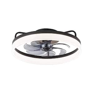 19 in. Black Integrated LED Color Changing Flush Mount With Frosted Acrylic Shade and Remote