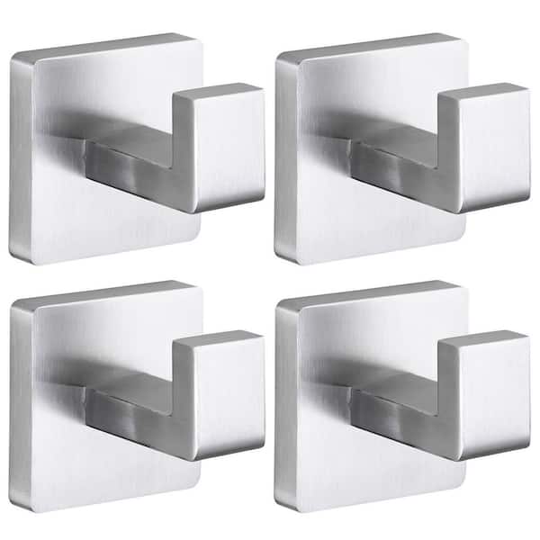 4-Pack J-Hook Heavy Duty Towel Robe Hook in Brushed Nickel Wall Mounted Bathroom Accessory for Bathroom Kitchen Bedroom