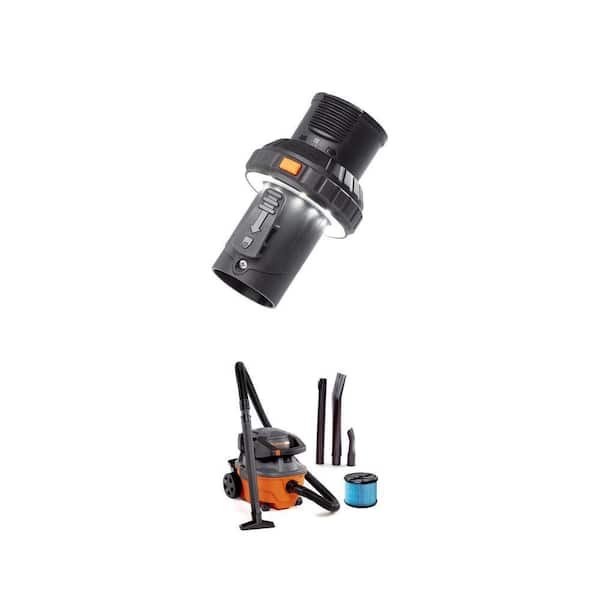 4 Gal. 6.0 Peak HP Shop Vacuum WD4080 Wet Dry Vac with Detachable Blower, Fine Dust Filter, Accessories and LED Cuff
