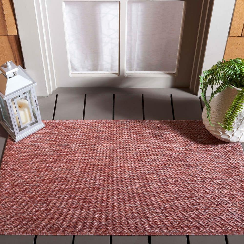Courtyard Red Doormat 2 ft. x 4 ft. Solid Indoor/Outdoor Patio Area Rug price history on PriceWatchPro
