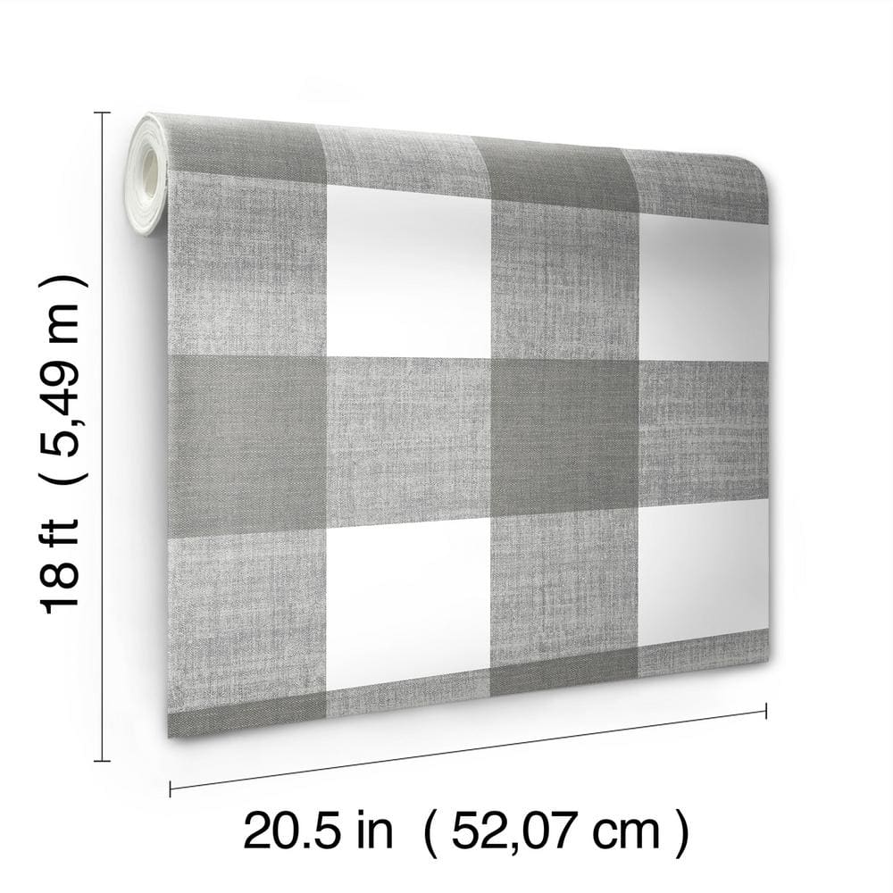 Grey and White Plaid Self-Adhesive Removable Wallpaper