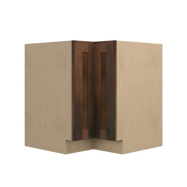 Kunal Kitchens Amherst Shaker 33 in. W x 34.5 in. H x 24 in. D in Walnut Plywood Assembled Corner Lazy Susan Base-Right