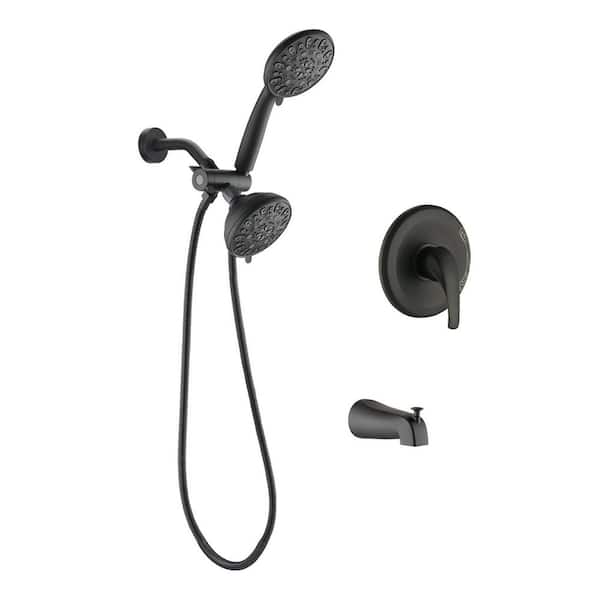 Single Handle 7 -Spray Shower Faucet 1.8 GPM with Diverter Valve in Matte Black