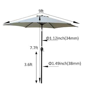 9 ft. Metal Market Tilt Patio Umbrella in Frozen Dew with Push Button Tilt and Crank for Table Backyard Garden Deck