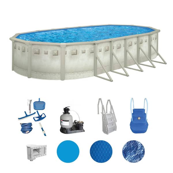 Palisades 18 ft. x 33 ft. Oval 52 in. Deep Above Ground Hard Sided Deluxe Pool Package