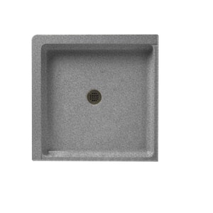 Swanstone 36 in. L x 36 in. W Alcove Shower Pan Base with Center Drain in Gray Granite