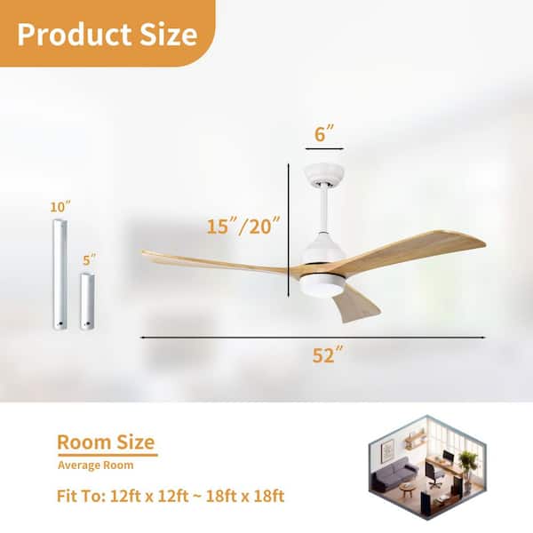 AuraVista 52 in.Indoor White Ceiling Fan with LED Light Bulbs and Remote Control