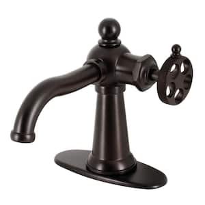 Webb Single-Handle Single Hole Bathroom Faucet with Push Pop-Up and Deck Plate in Oil Rubbed Bronze