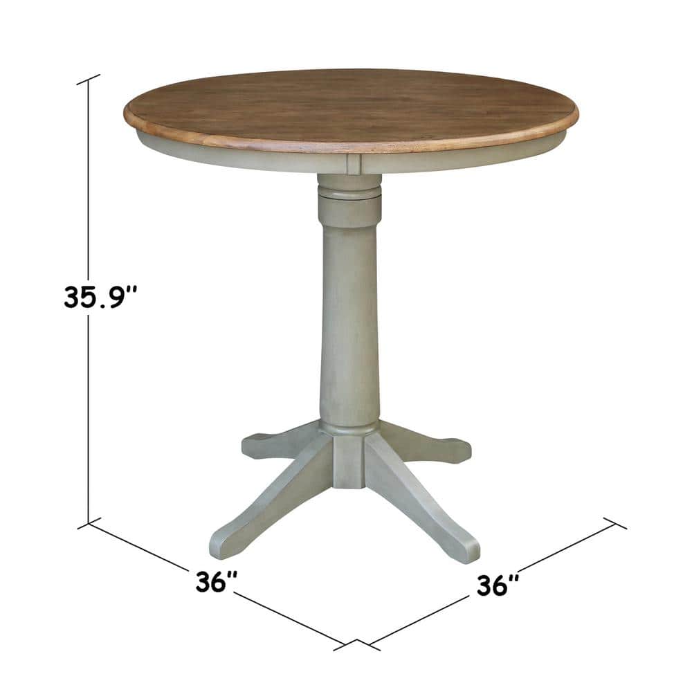 Distressed Hickory and Stone Round Wood Counter Height Table