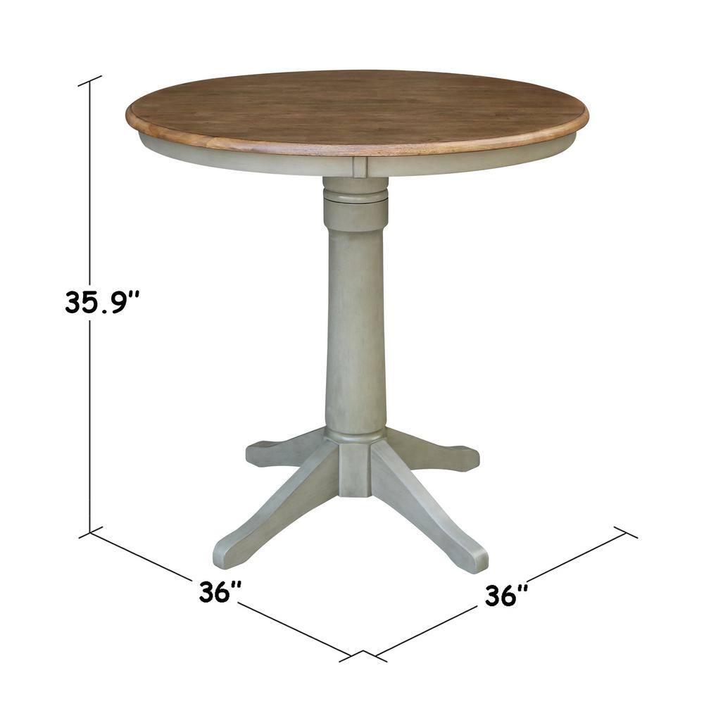 Hickory & Stone 36" Round Solid Wood Counter Height Dining Set with 2 Stools