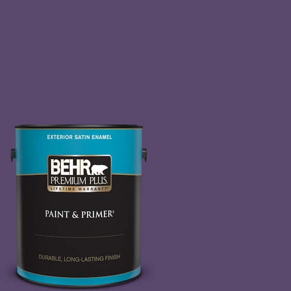 BEHR PREMIUM PLUS 1 gal. #P570-7 Proper Purple Satin Enamel Exterior Paint & Primer