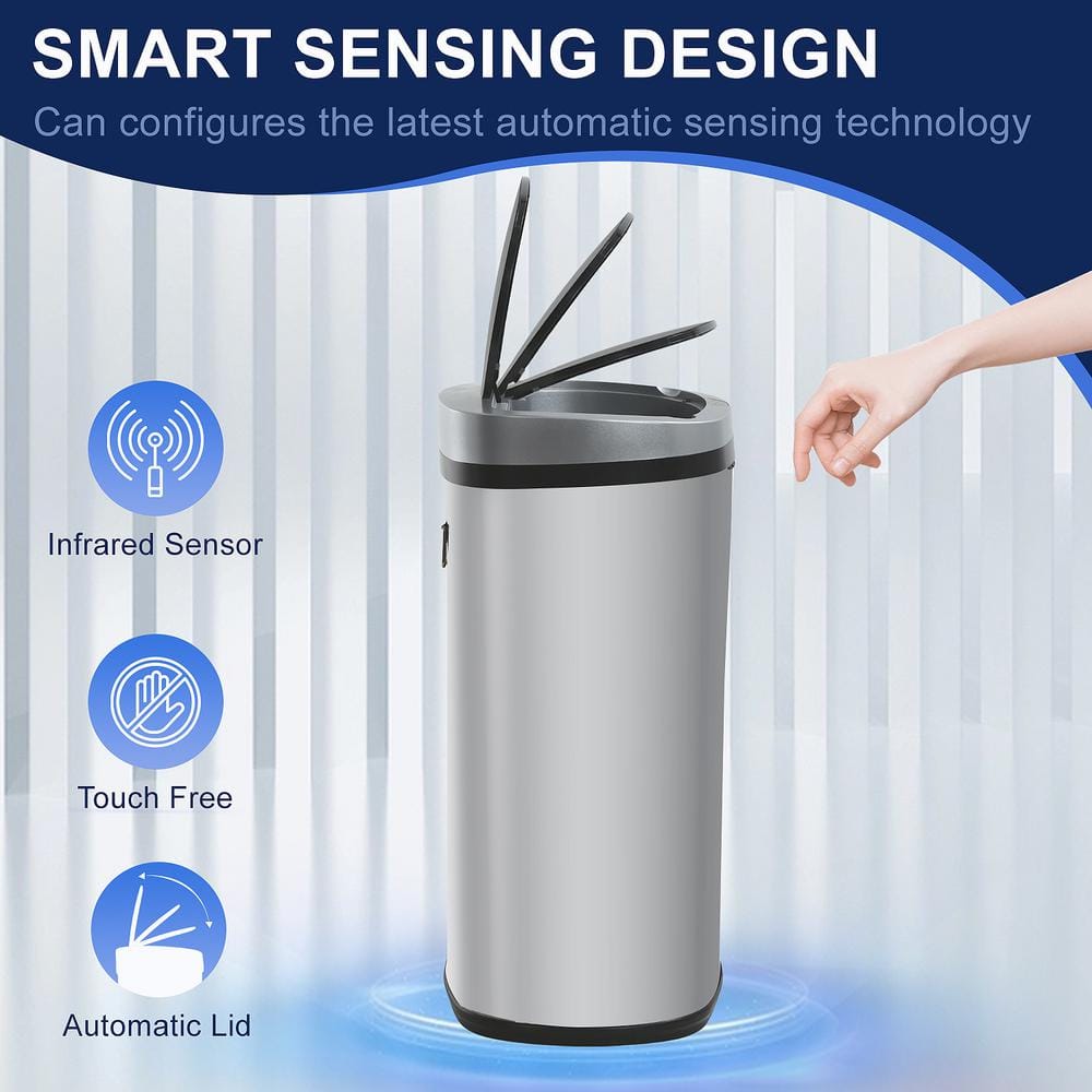 13 Gallon Stainless Steel Touchless Motion Sensor Trash Can